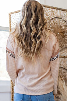 Langemouwen Ronde Hals T-shirt - maat S Bruin