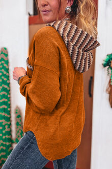 Langsleeve V-hals Pocket Top Bruin