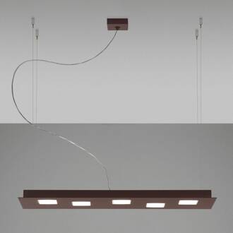 Langwerpige LED hanglamp Quarter in bruin wit