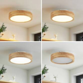 Lanira LED plafondlamp van eikenhout, 30cm licht hout, wit