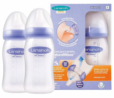 Lansinoh lifelike wave 2x240 ml nursing bottle kit-2 pieces 240 ml