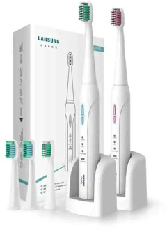 LANSUNG SN901 Sonic Electric Toothbrush Rechargeable Tooth Brushes 4 Pcs Replacement Heads Ultrasonic Electric Toothbrushes