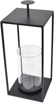 Lantaarn Bradley met Glas - Zwart - 32x15x15