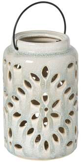 Lantaarn keramiek - groen - ø13x20 cm
