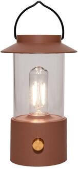 Lantaarn oplaadbaar/dimbaar terra 24x9cm bruin