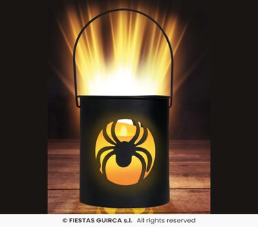 Lantaarn Spin met Led (10x9cm) Zwart