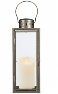 Lantaarn / Windlicht Arzilla / goud - met LED stompkaars / ivoor - wax - bewegende vlam