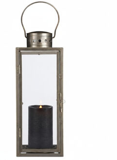 Lantaarn / Windlicht Arzilla / goud - met LED stompkaars / zwart - wax - bewegende vlam