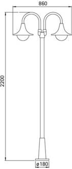 Lantaarnpaal 171, 2-lamps, wit