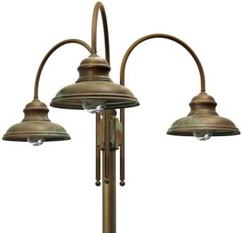 Lantaarnpaal Luca messing antiek koper, 3-lamps. messing antiek-koper