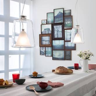 Lanterna - Hanglamp van Murano glas blank, gezandstraald, geanodiseerd aluminium