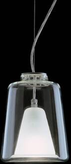 Lanternina - Murano glazen hanglamp blank, gezandstraald, geanodiseerd aluminium