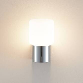 Lanu Flat buitenwandlamp, chroom, aluminium/glas