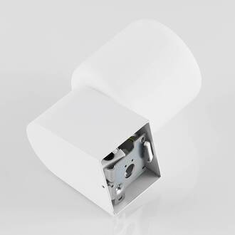Lanu Flat buitenwandlamp, wit, aluminium/glas
