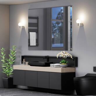 Lanu Ronde buitenwandlamp, chroom, aluminium/glas