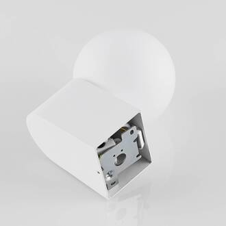 Lanu Ronde buitenwandlamp, wit, aluminium/glas