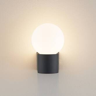 Lanu Ronde buitenwandlamp, zwart, aluminium/glas