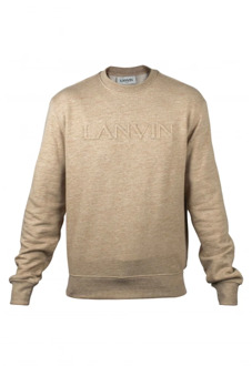 Lanvin Beige Katoenen Sweatshirt met Geborduurd Logo Lanvin , Beige , Heren