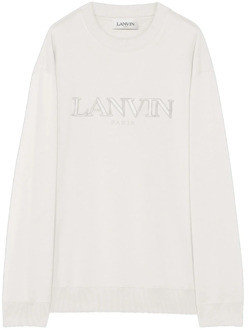 Lanvin Beige Sweatshirt Oversize Katoen Logo Lanvin , Beige , Heren - L,M