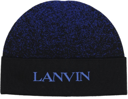 Lanvin Blauwe Wollen Hoed met Geborduurd Logo Lanvin , Blue , Dames - ONE Size