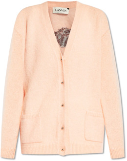 Lanvin Cardigan met logo Lanvin , Pink , Dames - XS