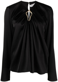 Lanvin Gedrapeerde blouse met lange mouwen Lanvin , Black , Dames - L,M,S