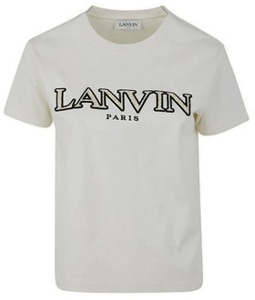 Lanvin Grijze Katoenen Logo T-Shirt Aw23 Lanvin , Gray , Dames