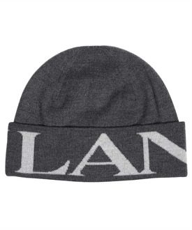 Lanvin Grijze Wollen Beanie met Logo Detail Lanvin , Gray , Dames - ONE Size