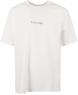 Lanvin Heren Wit Katoenen Jersey T-Shirt Lanvin , White , Heren - M