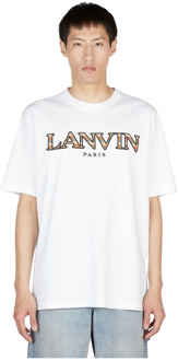 Lanvin Katoenen Crewneck Logo T-Shirt Lanvin , White , Heren - L,M