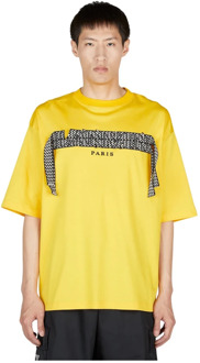 Lanvin Katoenen Crewneck Logo T-Shirt Lanvin , Yellow , Heren - L,M,S
