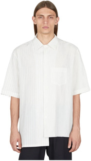 Lanvin Katoenen gestreept overhemd met asymmetrische zoom Lanvin , White , Heren - 2Xl,Xl,M