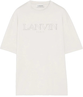 Lanvin Klassiek Geborduurd Beige T-shirt Lanvin , Beige , Heren - Xl,L,M,S