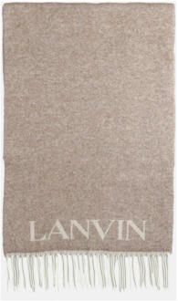 Lanvin Logo Cashmere Sjaal Lanvin , Beige , Unisex - ONE Size