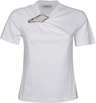 Lanvin Optic Wit Katoenen T-shirt Lanvin , White , Dames - M