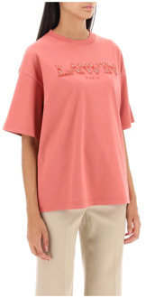 Lanvin Oversized Curb Logo T-Shirt Lanvin , Pink , Dames - M,S,Xs
