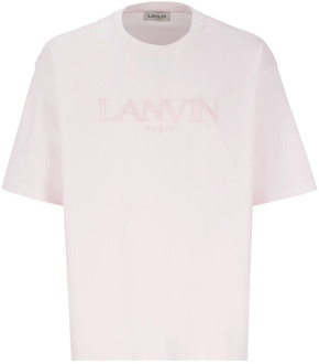Lanvin Roze Katoenen T-shirt met Borduursel Lanvin , Pink , Heren - XS
