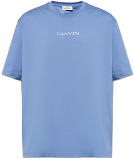 Lanvin T-shirt met logo Lanvin , Blue , Heren - Xl,L,M,S