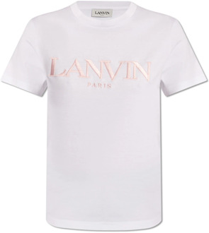 Lanvin T-shirt met logo Lanvin , White , Dames - M,Xs