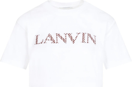 Lanvin Wit Katoenen Geborduurd Crop T-shirt Lanvin , White , Dames - M,S,Xs