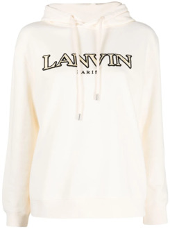 Lanvin Witte Geborduurde Logo Katoenen Hoodie Lanvin , White , Dames - S,Xs
