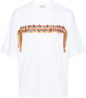 Lanvin Witte Oversized Curb T-shirt Herringbone Lanvin , White , Heren - L,M,S