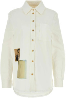 Lanvin Witte stretch denim overhemd - Stijlvol en comfortabel Lanvin , White , Dames - 2XS