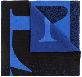 Lanvin Wollen sjaal met logo Lanvin , Blue , Dames - ONE Size