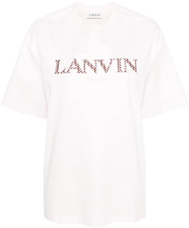 Lanvin Zachte Jersey Logo T-shirts en Polos Lanvin , Pink , Dames - M,S,Xs