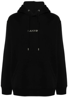 Lanvin Zwarte Geborduurde Oversized Hoodie Lanvin , Black , Heren - Xl,L,M,S