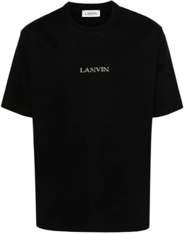 Lanvin Zwarte Geborduurde T-shirts en Polos Lanvin , Black , Heren - Xl,L,M,S