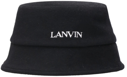 Lanvin Zwarte Hoed met Geborduurd Logo Lanvin , Black , Dames - ONE Size
