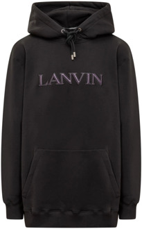 Lanvin Zwarte hoodie sweatshirt met geborduurd logo Lanvin , Black , Heren