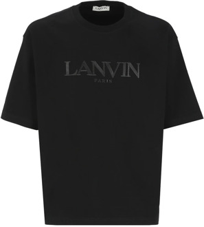 Lanvin Zwarte Katoenen T-shirt met Borduursel Lanvin , Black , Heren - Xl,L,M,S,Xs